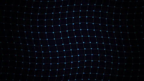 Futuristic technological data matrix with vibrant blue nodes connection grid Stock Footage 344249022