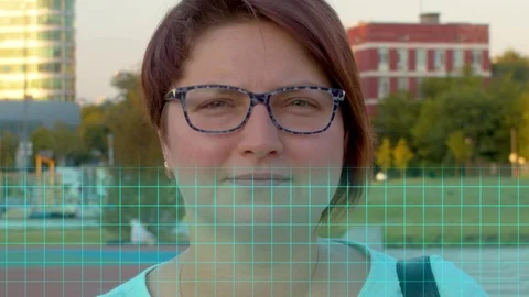 Futuristic Technological Face Scanning Stock Footage 121961491