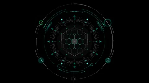 Futuristic Technological Interface Display with Hexagonal Patterns and Blue.. Stock Footage 341917962