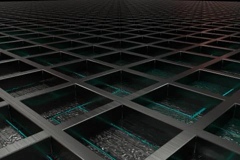 Futuristic technological or industrial background made from brushed metal g.. Illustrazione stock