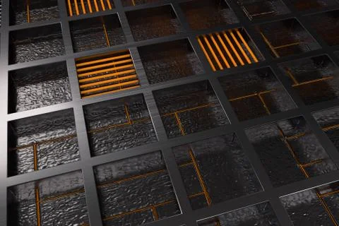 Futuristic technological or industrial background made from brushed metal g.. Ilustración de archivo