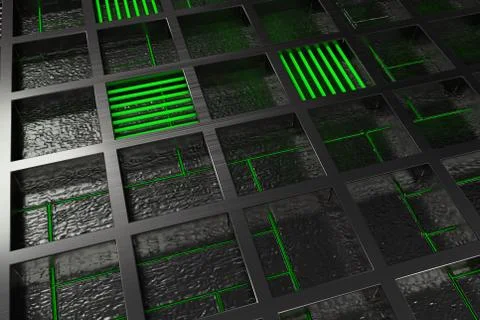 Futuristic technological or industrial background made from brushed metal g.. Illustrazione stock