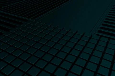 Futuristic technological or industrial background made from metal grates an.. Ilustración de archivo
