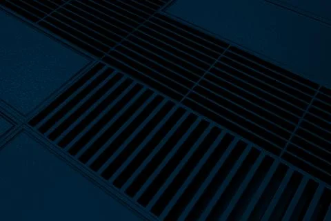 Futuristic technological or industrial background made from metal grates an.. Ilustración de archivo