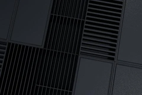 Futuristic technological or industrial background made from metal grates an.. Stock Illustration