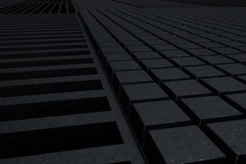 Futuristic technological or industrial background made from metal grates an.. Ilustración de archivo