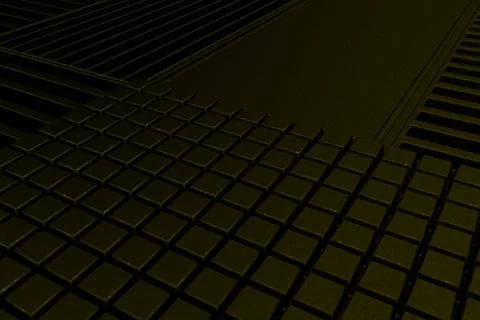Futuristic technological or industrial background made from metal grates an.. Ilustración de archivo