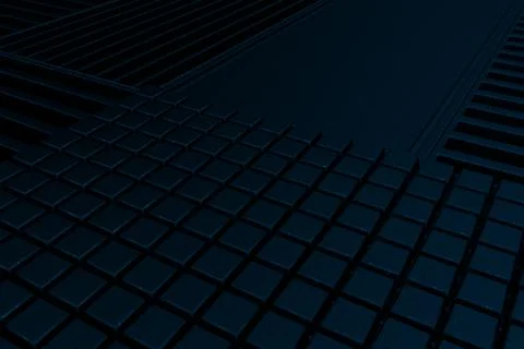 Futuristic technological or industrial background made from metal grates an.. Ilustración de archivo