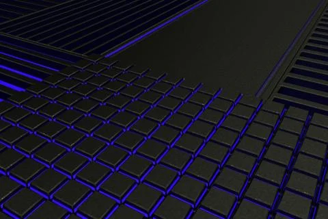 Futuristic technological or industrial background made from metal grates wi.. Ilustración de archivo