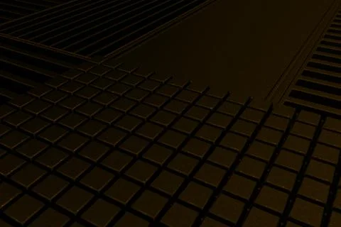 Futuristic technological or industrial background made from metal grates an.. Ilustración de archivo