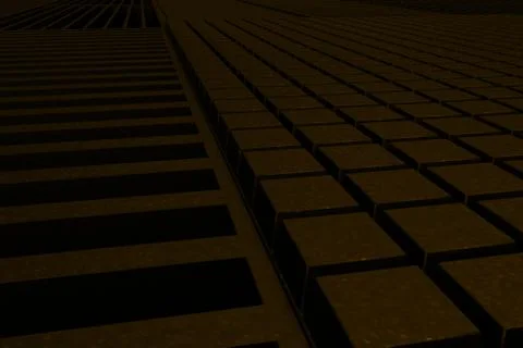 Futuristic technological or industrial background made from metal grates an.. Ilustración de archivo