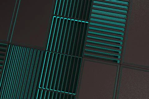 Futuristic technological or industrial background made from metal grates wi.. Ilustración de archivo