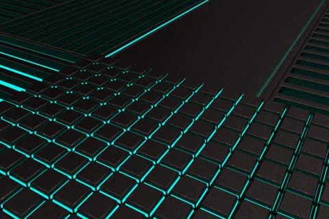 Futuristic technological or industrial background made from metal grates wi.. Ilustración de archivo