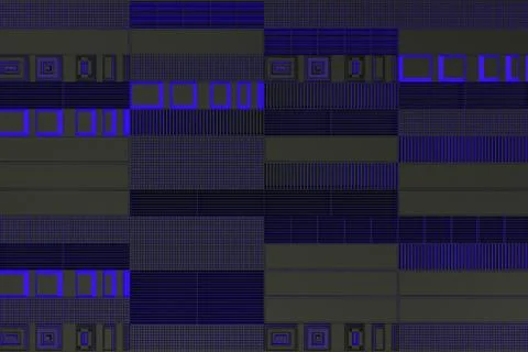 Futuristic technological or industrial background made from metal grates wi.. Ilustración de archivo