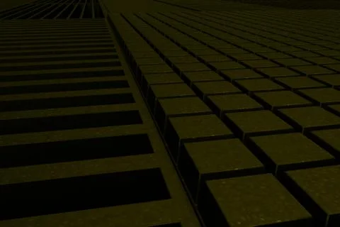 Futuristic technological or industrial background made from metal grates an.. Ilustración de archivo