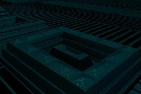 Futuristic technological or industrial background made from metal grates an.. Ilustración de archivo