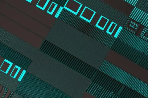 Futuristic technological or industrial background made from metal grates wi.. Ilustración de archivo