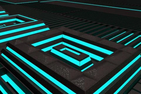 Futuristic technological or industrial background made from metal grates wi.. Ilustración de archivo