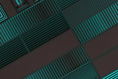 Futuristic technological or industrial background made from metal grates wi.. Ilustración de archivo