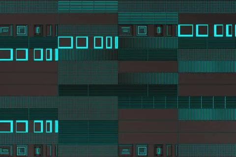 Futuristic technological or industrial background made from metal grates wi.. Ilustración de archivo