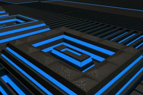 Futuristic technological or industrial background made from metal grates wi.. Ilustración de archivo