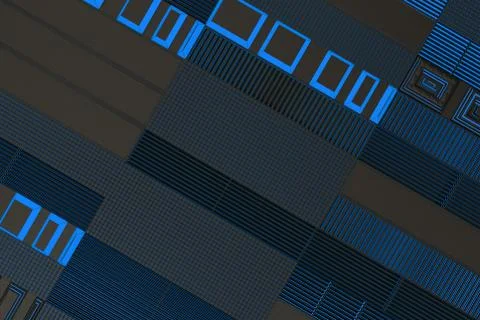 Futuristic technological or industrial background made from metal grates wi.. Ilustración de archivo