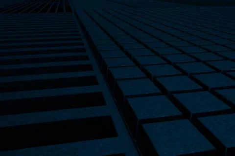 Futuristic technological or industrial background made from metal grates an.. Ilustración de archivo