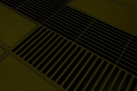 Futuristic technological or industrial background made from metal grates an.. Ilustración de archivo