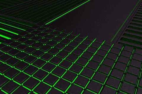 Futuristic technological or industrial background made from metal grates wi.. Ilustración de archivo