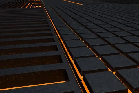 Futuristic technological or industrial background made from metal grates wi.. Ilustración de archivo