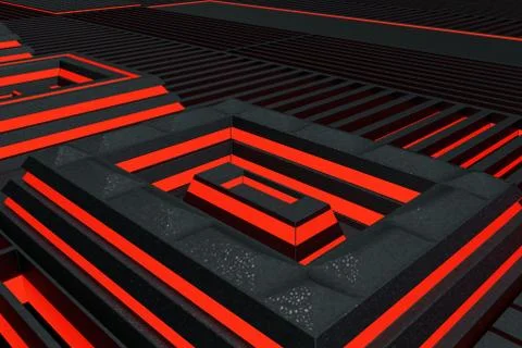 Futuristic technological or industrial background made from metal grates wi.. Ilustración de archivo