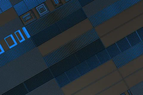 Futuristic technological or industrial background made from metal grates wi.. Ilustración de archivo