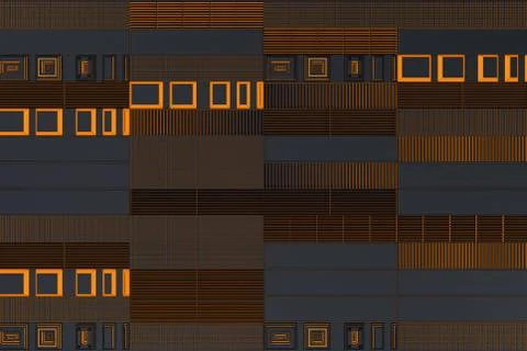 Futuristic technological or industrial background made from metal grates wi.. Ilustración de archivo