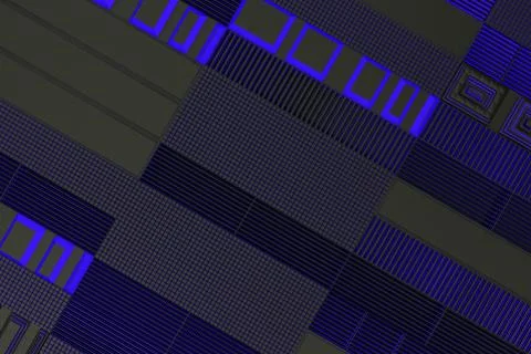 Futuristic technological or industrial background made from metal grates wi.. Ilustración de archivo