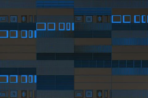 Futuristic technological or industrial background made from metal grates wi.. Ilustración de archivo
