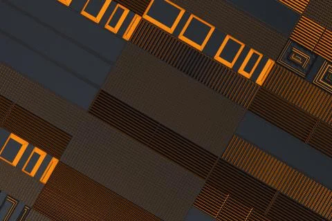 Futuristic technological or industrial background made from metal grates wi.. Ilustración de archivo