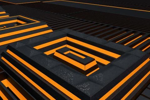 Futuristic technological or industrial background made from metal grates wi.. Ilustración de archivo