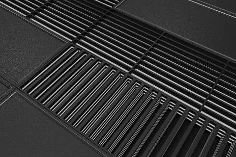 Futuristic technological or industrial background made from metal grates wi.. Ilustración de archivo