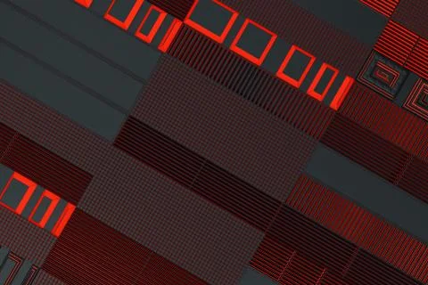 Futuristic technological or industrial background made from metal grates wi.. Ilustración de archivo