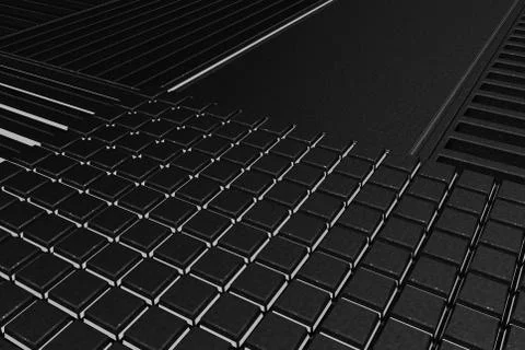 Futuristic technological or industrial background made from metal grates wi.. Ilustración de archivo