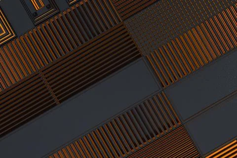 Futuristic technological or industrial background made from metal grates wi.. Ilustración de archivo