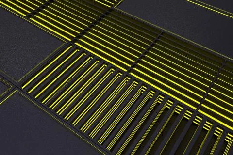 Futuristic technological or industrial background made from metal grates wi.. Stock Illustration