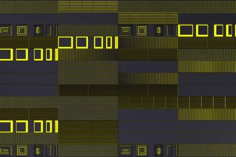 Futuristic technological or industrial background made from metal grates wi.. Ilustración de archivo