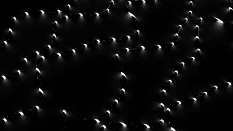 Futuristic technological pattern with neon dots moving along snake like bended Stock Footage 196122579