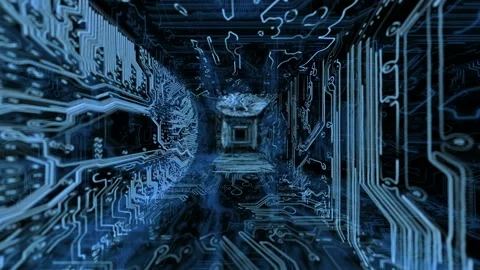 Futuristic technological tunnel 3d, seamless Stock Footage 91004253