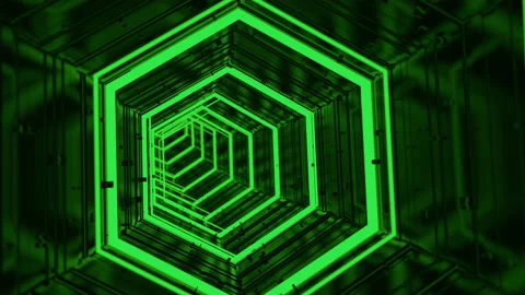 Futuristic technological tunnel green Stock Footage 201007087