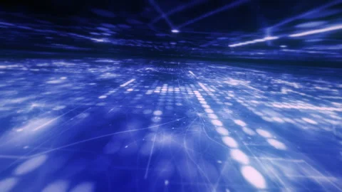 Futuristic technological tunnel.Flying at high speed trough the techno tunnel Stock Footage 245789603
