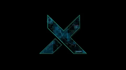 Futuristic Technological X Symbol with Digital Circuit Design on Black Vídeo Stock 341917907
