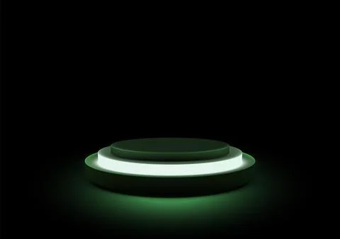 Futuristic technology 3d circular platform illuminated by green light for m.. Stock Illustration