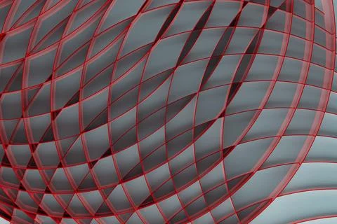 Futuristic technology abstract background, dynamic pattern - thin red curved  Illustrazione stock